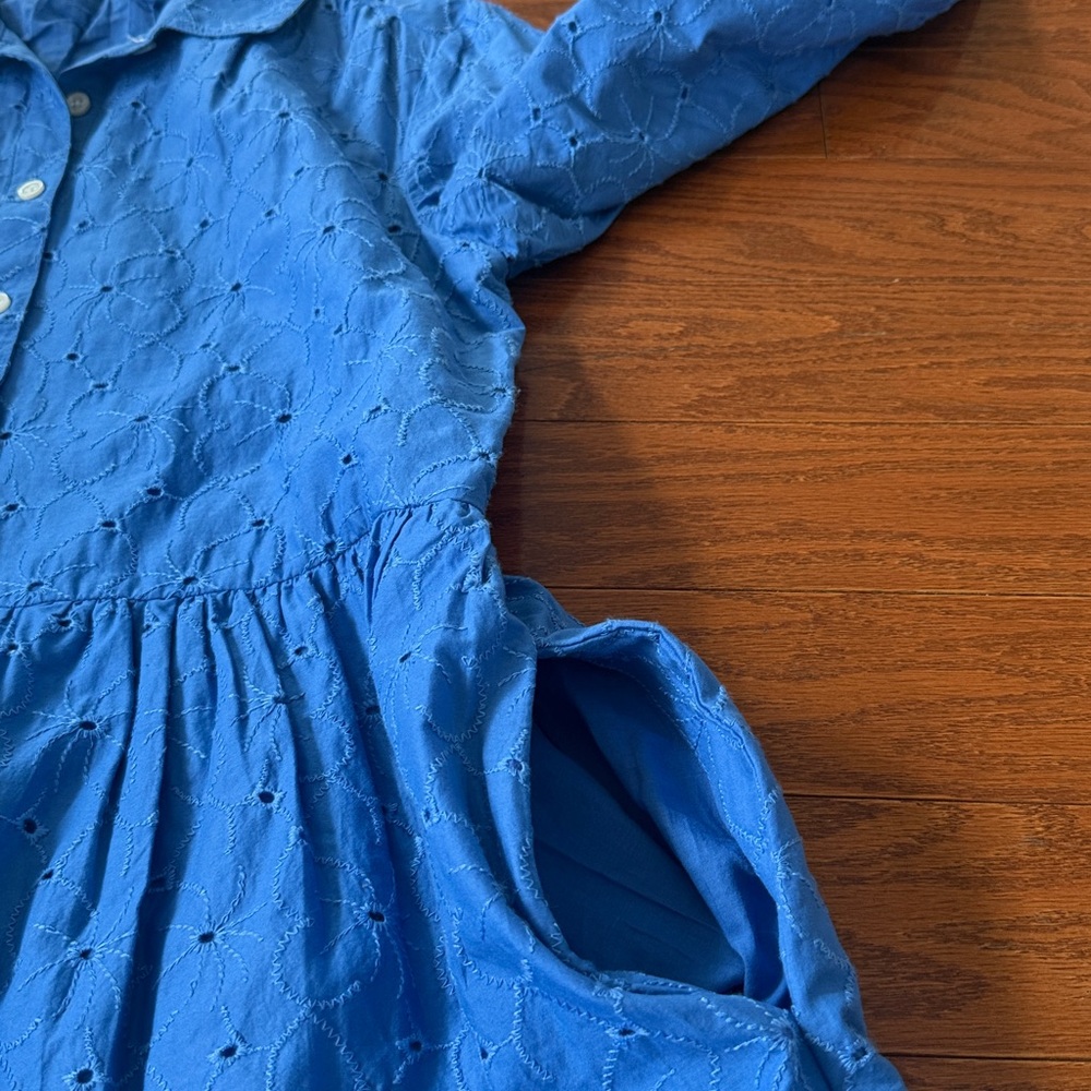 J. Crew blue embroidered eyelet shirt dress - Picture 6 of 6